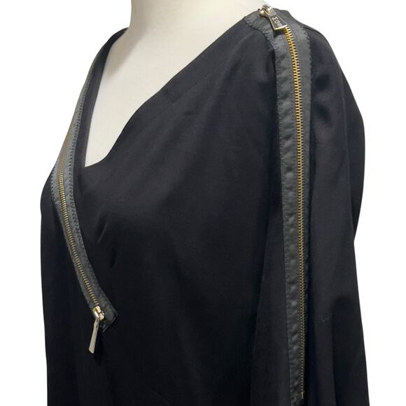 Maria Grazia Severi Sheath Dress 12 Black Zipper Detail Stretch Cocktail Italy - Picture 4 of 16
